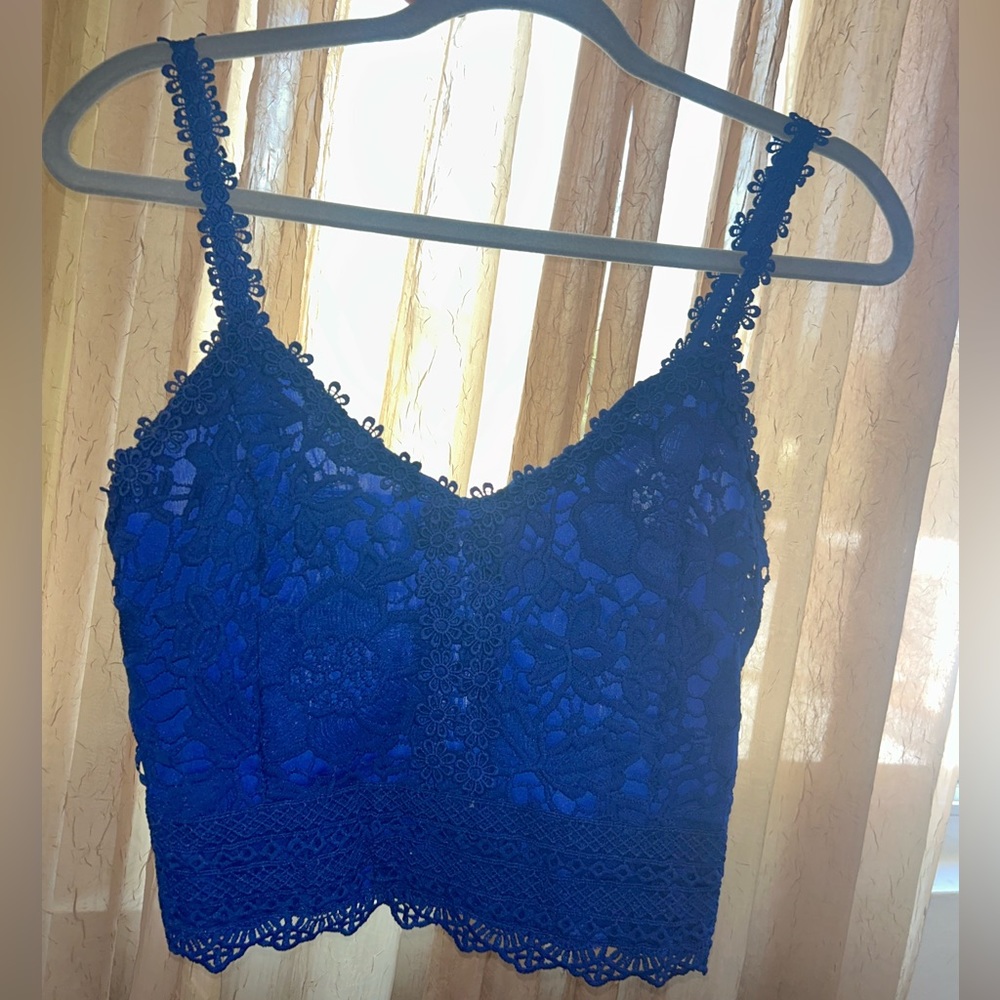 Royal Blue Flower Embroidered Top